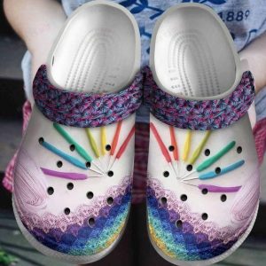 Yarn Crocs Clog Classic Clog Whitesole Colorful Yarn Shoes